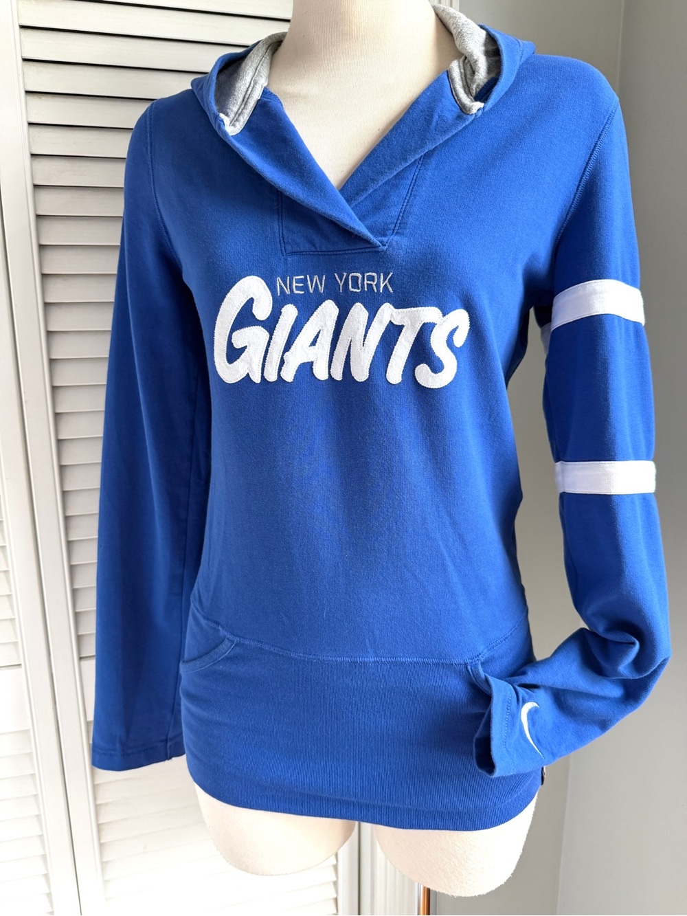S🏈 Nike NFL New York Football Giants Blue Fitted Long Sleeve Hoodie Sweatshirt